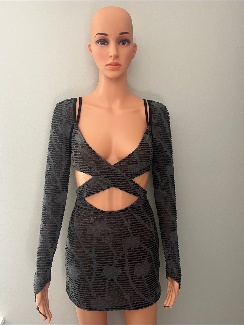‼️NWT‼️Dolls Kill X Darker Wavs Reverb Cutout Long Sleeve Dress Black Medium